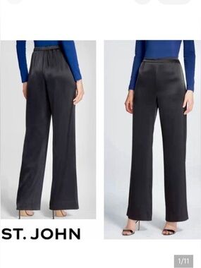 St John black silky pants Size 8